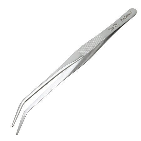 AMSCOPE 6 1/2 in. Curved Serrated Tip Utility Forceps TW-425